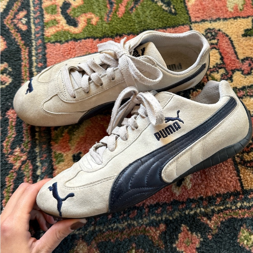 Vintage RARE Puma Speedcat suede Sneakers gray / navy blue sz 8.5 / 39 - Picture 4 of 16